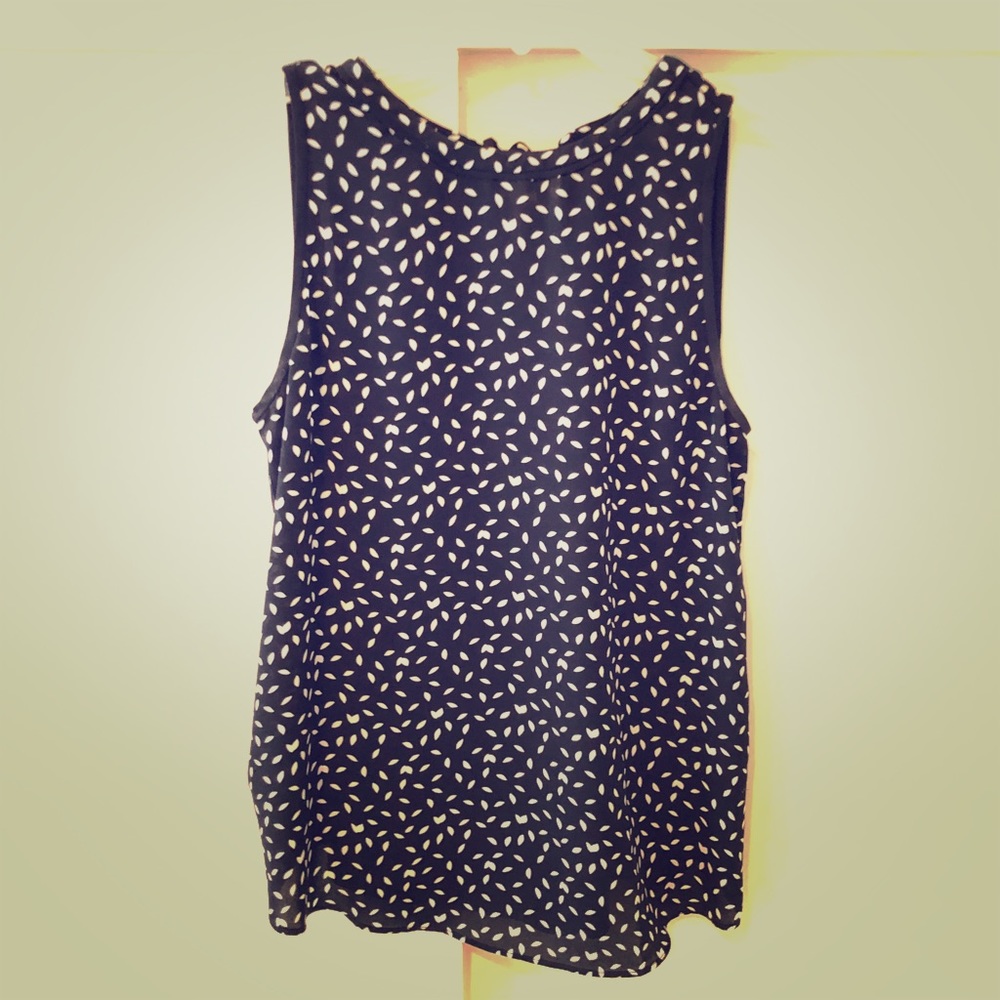 LOFT Navy Blue Sleeveless Blouse with Tie Back